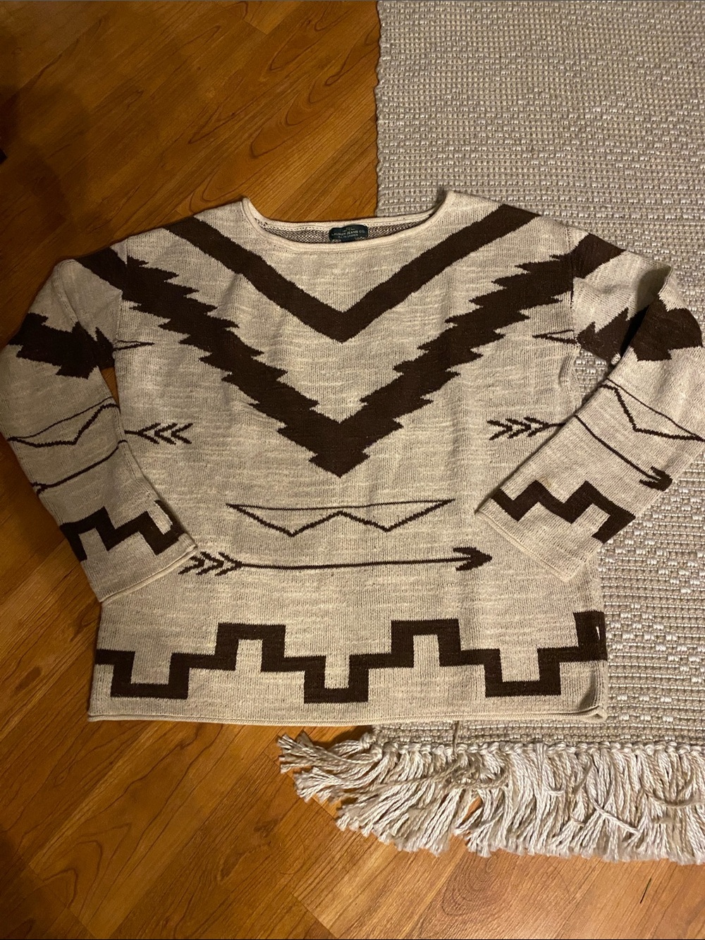 Ralph Lauren Jeans Co. Aztec Crewneck Sweater in Brown & Cream M